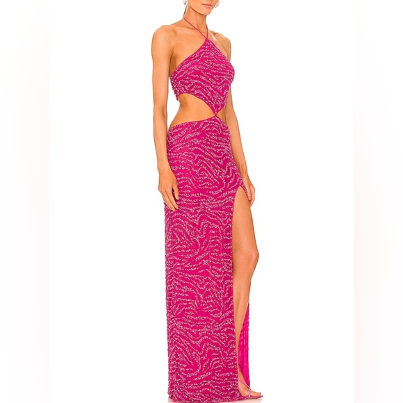 NWT Retrofete Hendrix Dress in Fuchsia Rose Tiger Stripe size S - Picture 2 of 4